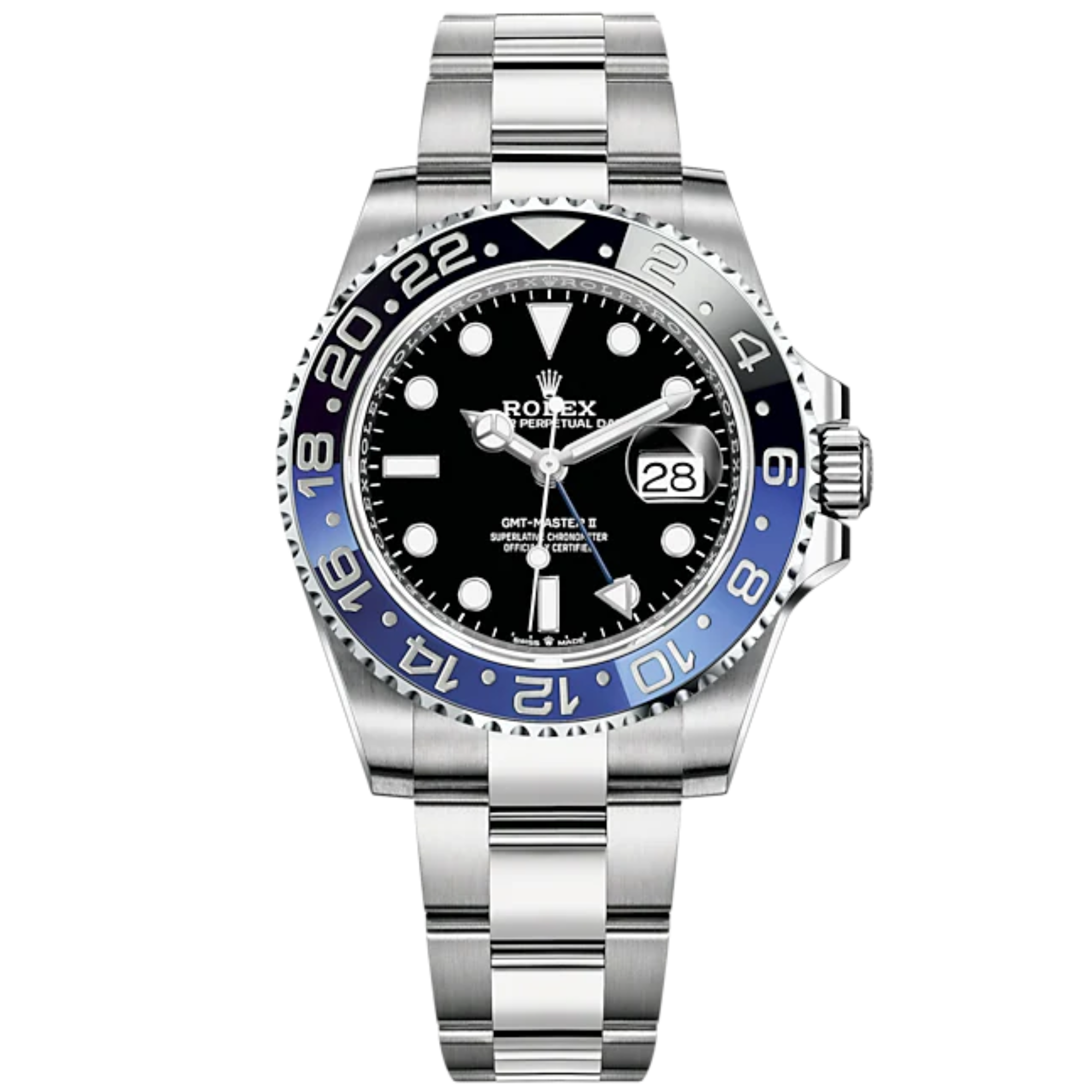 ROLEX GMT-MASTER2 掛時計 黒/青 GMT-Master II 40mm Oyster Bracelet Oystersteel with Black Dial