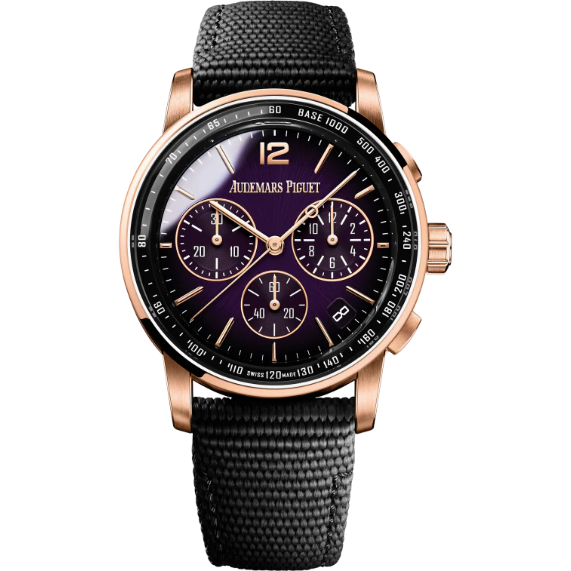 Code 11.59 by Audemars Piguet 41mm Black Rubber Strap Smoked Lacquered Purple Dial 18-carat Pink Gold Case - Audemars Piguet