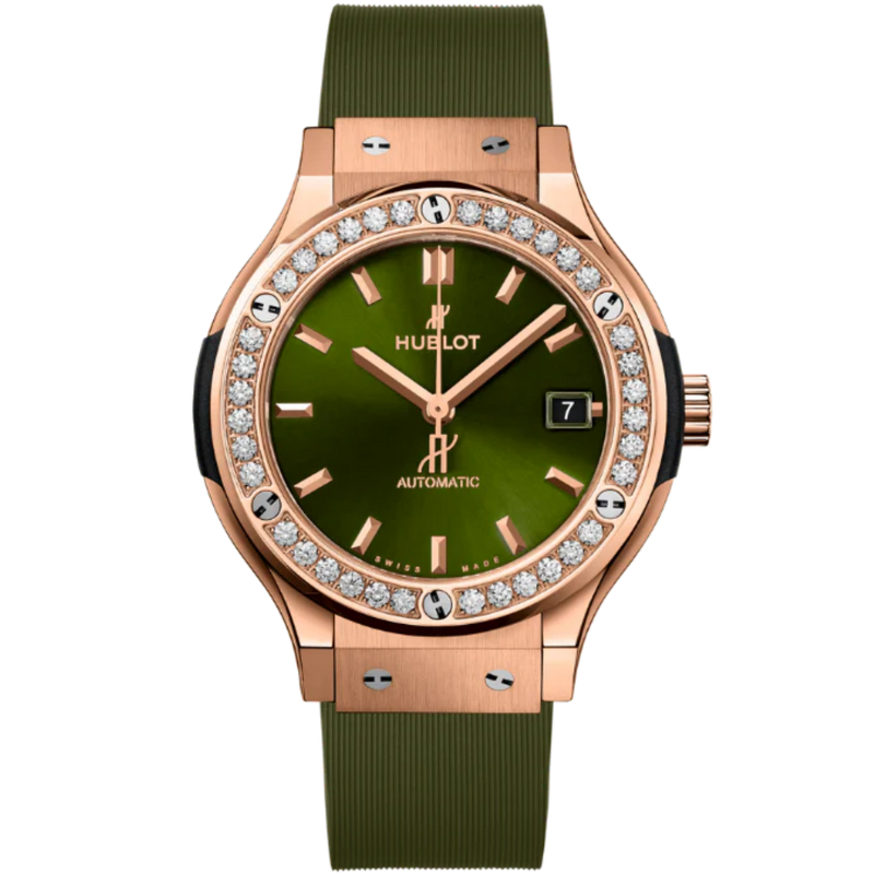 CLASSIC FUSION 3-HANDS 38MM KING GOLD GREEN DIAMONDS - Hublot