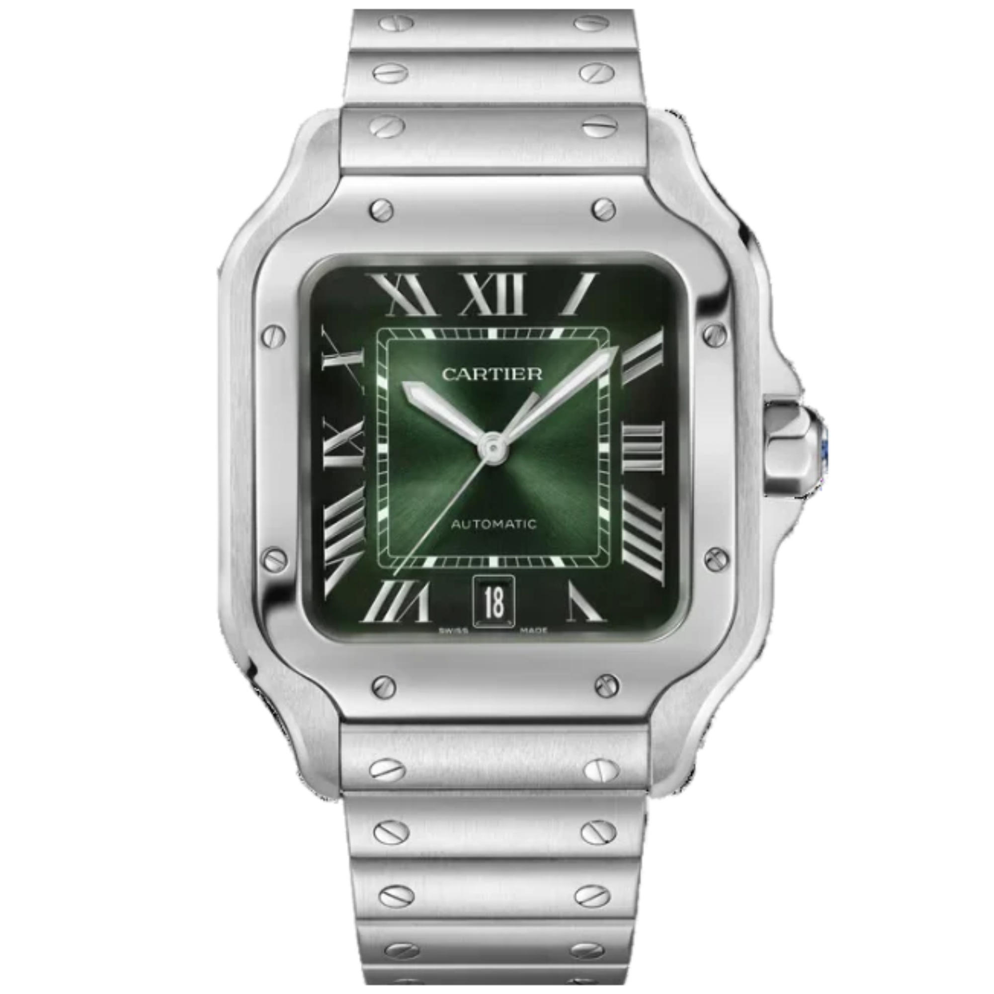 SANTOS 40 MM DUMONT GREEN STAINLESS STEEL - Cartier