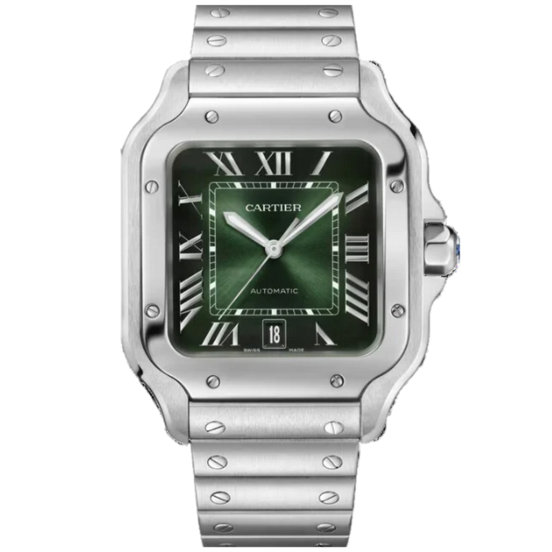 SANTOS 40 MM DUMONT GREEN STAINLESS STEEL - Cartier