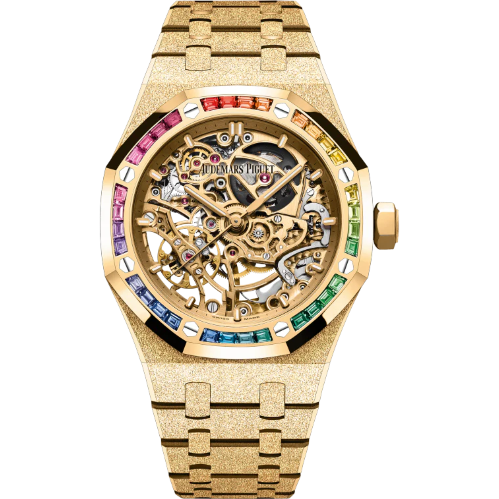 Royal Oak Frosted Gold Double Balance Wheel Openworked 37MM Hammered 18-Carat Yellow Gold Bracelet Yellow Gold-Toned Openworked Dial Hammered 18-Carat Yellow Gold Case - Audemars Piguet