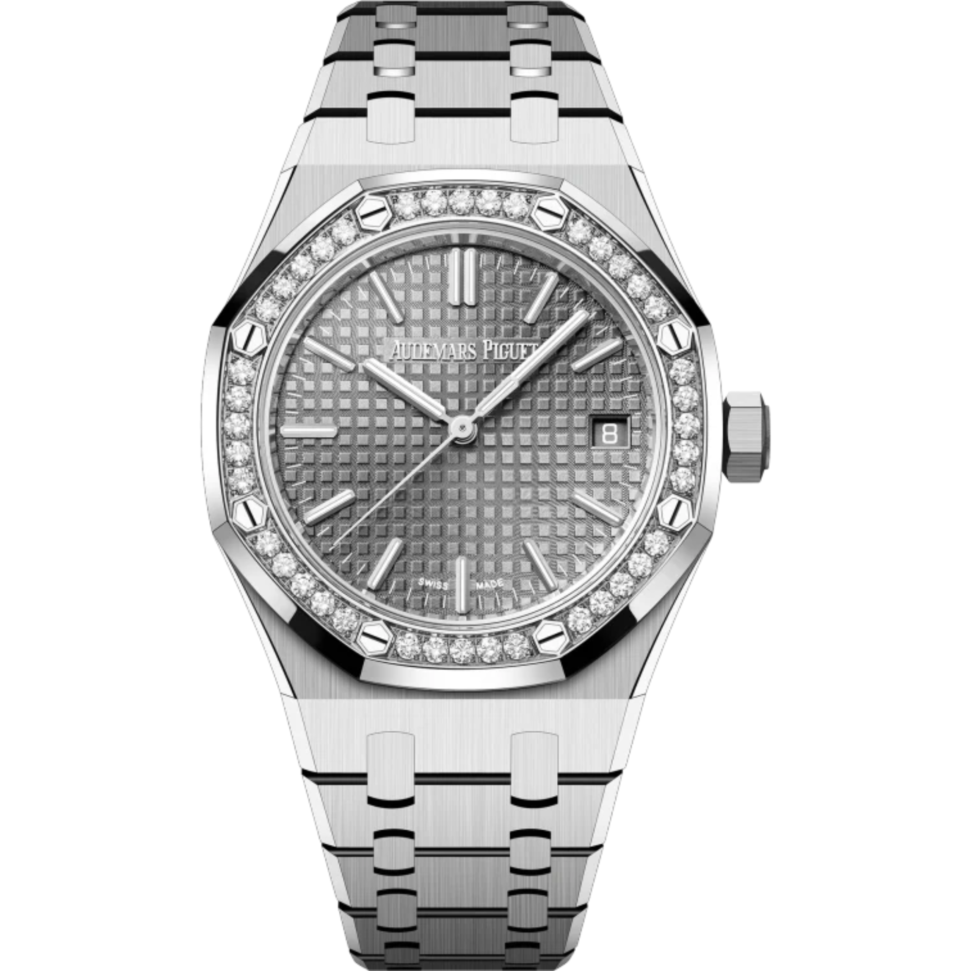 Royal Oak Selfwinding 37MM Stainless Steel Bracelet Grey Dial With Grande Tapisserie Pattern Stainless Steel Case - Audemars Piguet