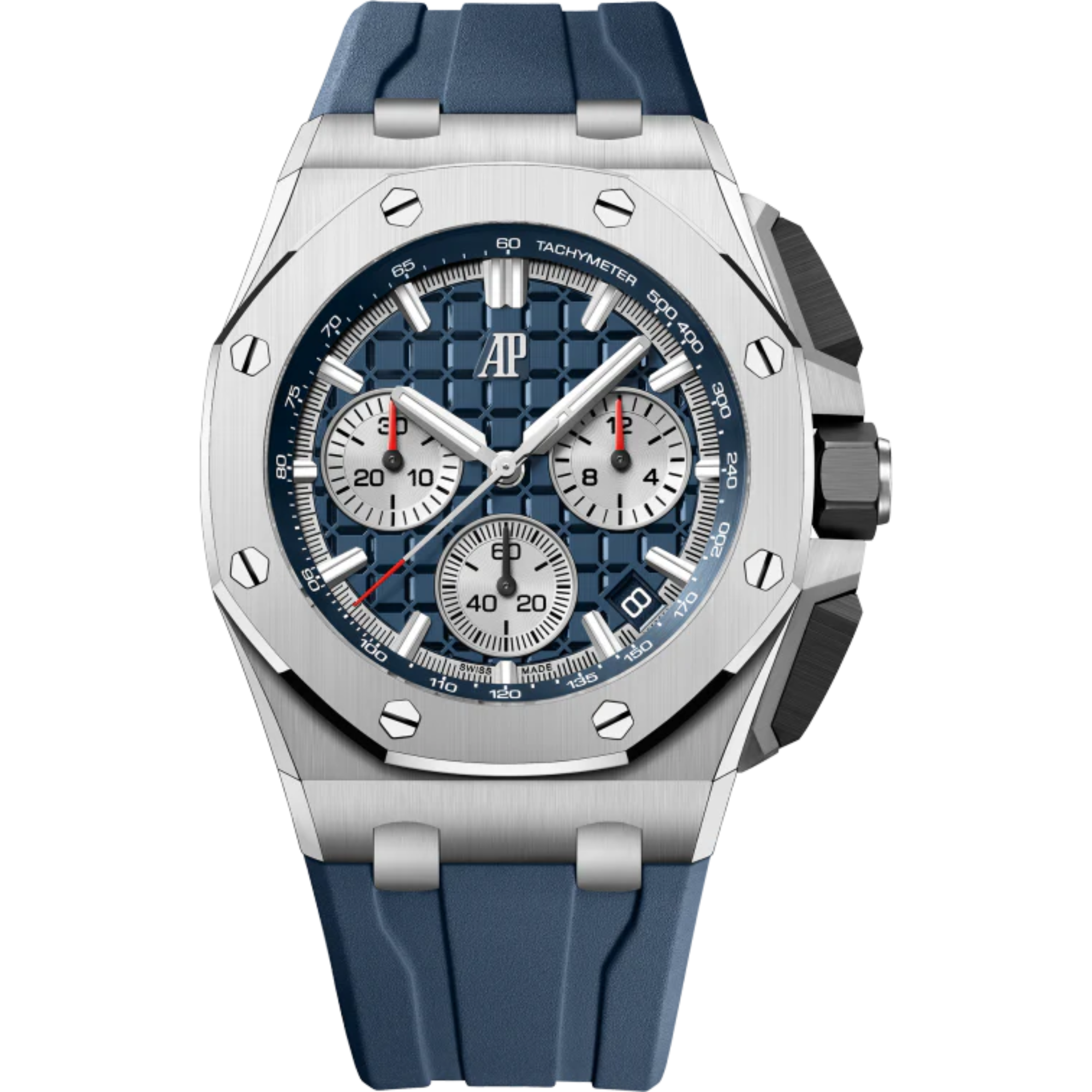 Royal Oak Offshore Selfwinding Chronograph 43MM Blue Rubber Strap Blue Dial With Méga Tapisserie Pattern Titanium Case and Bezel - Audemars Piguet