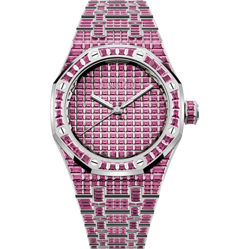 Royal Oak Selfwinding Pink Tourmaline 50th Anniversary 37MM 18-Carat White Gold Bracelet 18-Carat White Gold Dial 18-Carat White Gold Case Set With Baguette-Cut Pink Tourmalines - Audemars Piguet