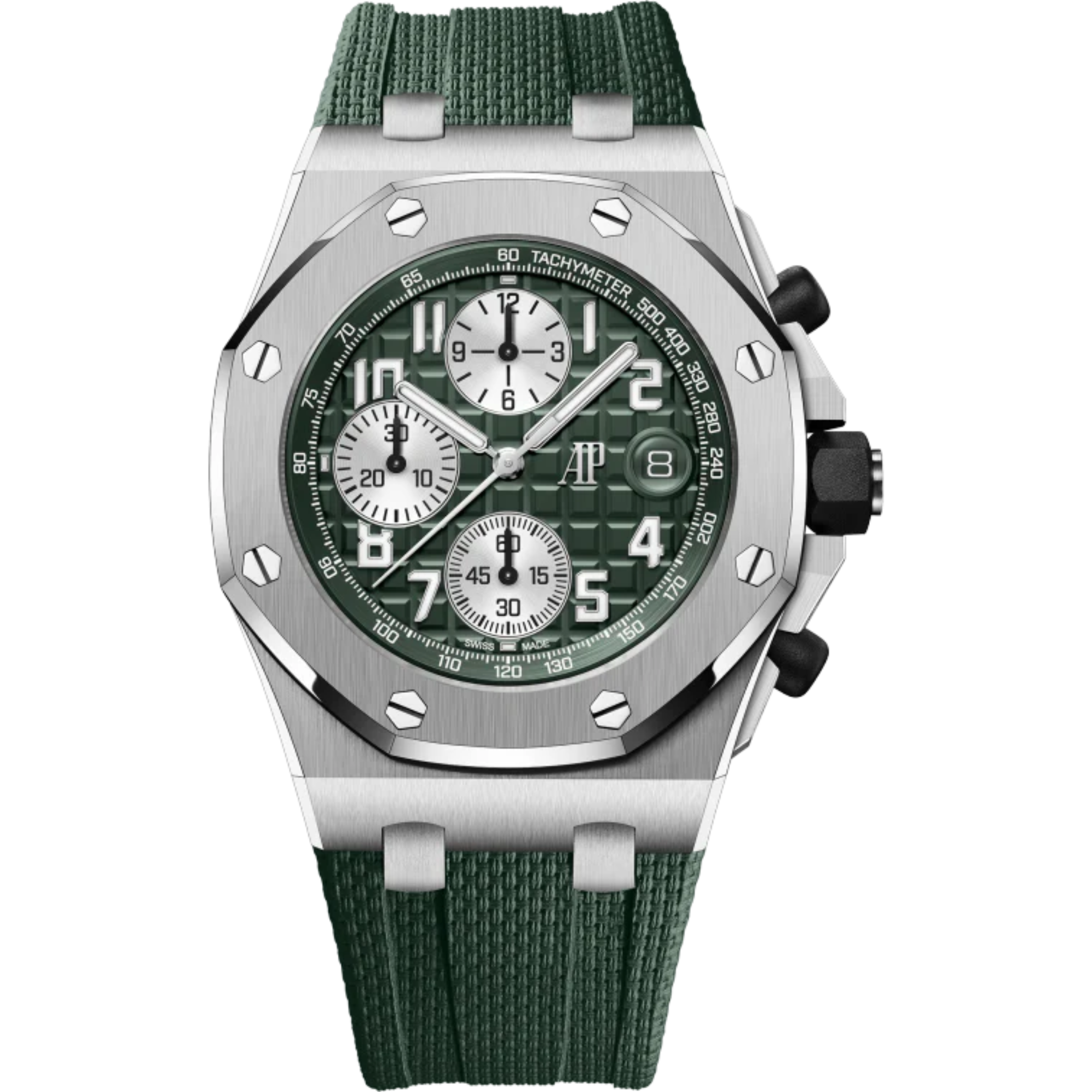 Royal Oak Offshore Selfwinding Chronograph 42MM Khaki Green Rubber Strap With Textile Decoration Khaki Green Dial With Mega Tapisserie Pattern Titanium Case and Bezel - Audemars Piguet