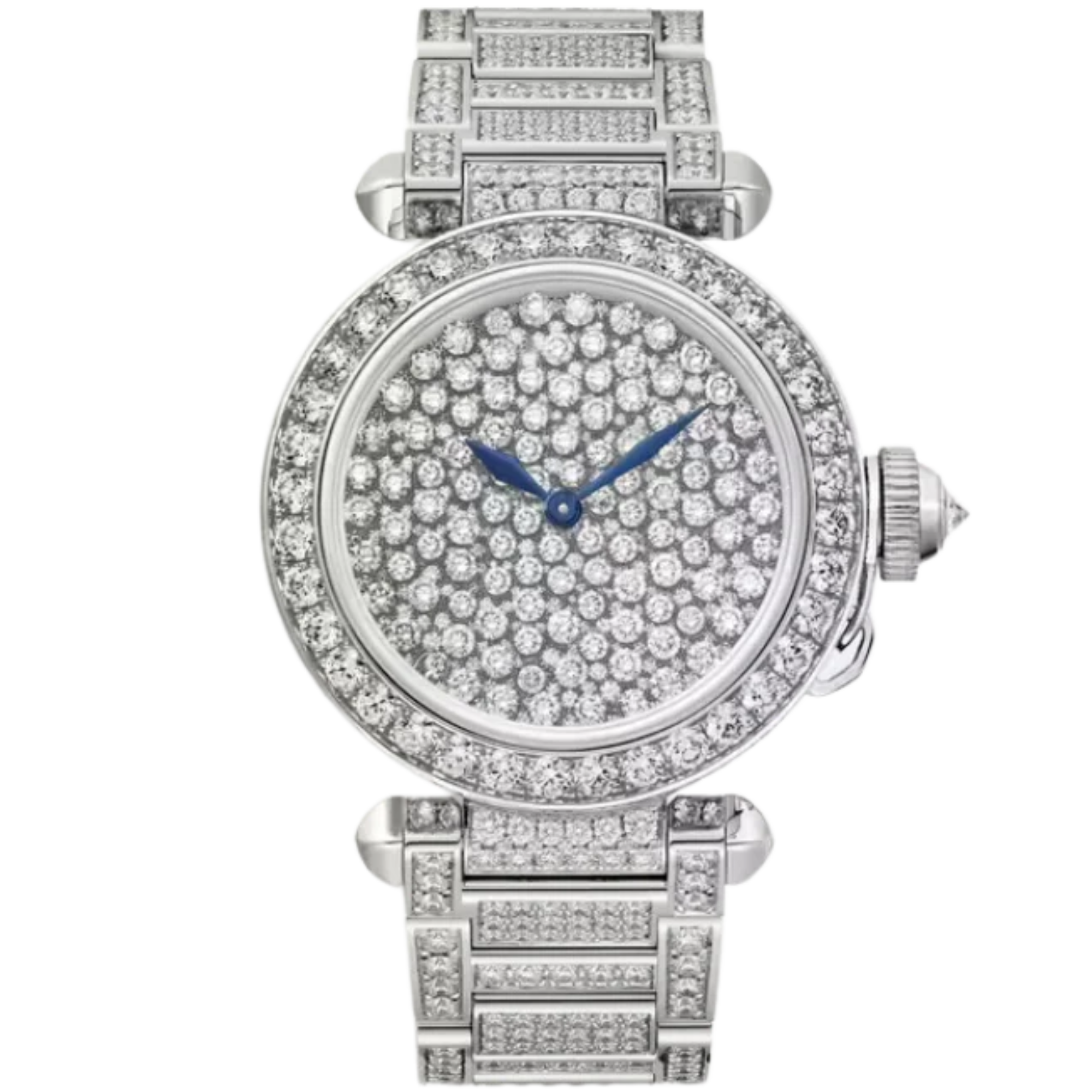 PASHA DE CARTIER 35 MM RHODIUMIZED WHITE GOLD WITH WHITE GOLD DIAL - Cartier