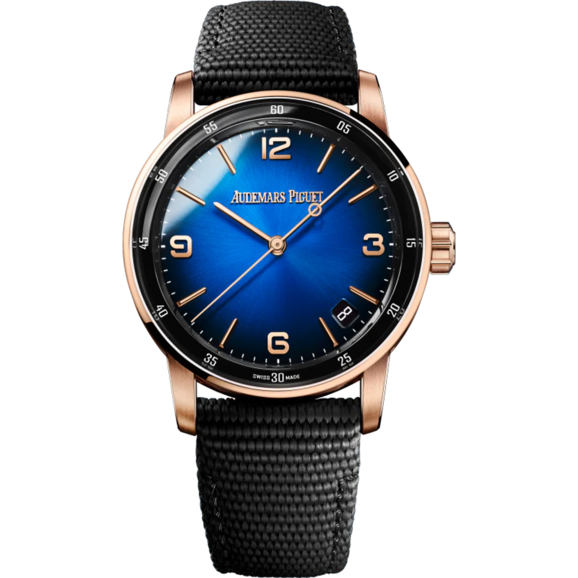 Code 11.59 by Audemars Piguet 41mm Blue Rubber-Coated Strap Smoked Lacquered Blue Dial 18-Carat Pink Gold Case - Audemars Piguet