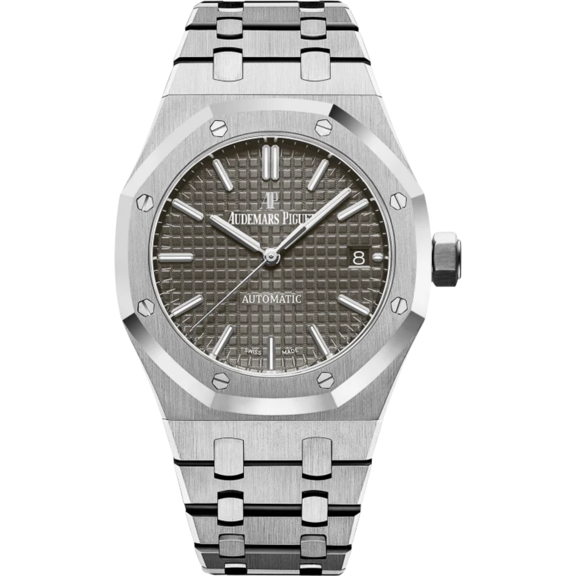 Royal Oak Selfwinding 37MM Stainless Steel Bracelet Ruthenium-Toned Dial With Grande Tapisserie Pattern Stainless Steel Case - Audemars Piguet