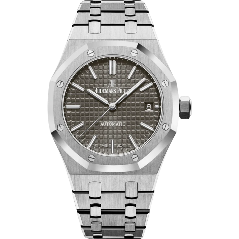 Royal Oak Selfwinding 37MM Stainless Steel Bracelet Ruthenium-Toned Dial With Grande Tapisserie Pattern Stainless Steel Case - Audemars Piguet
