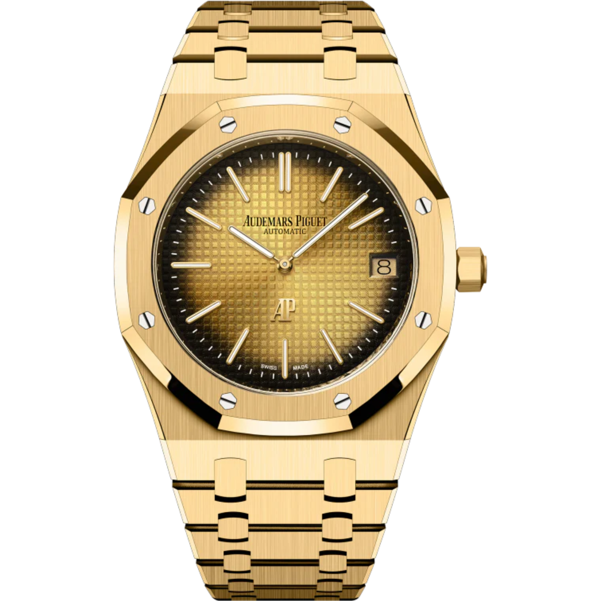 Royal Oak Jumbo Extra-Thin 50th Anniversary 39MM 18-Carat Yellow Gold Bracelet Smoked Yellow Gold-Toned Dial With Petite Tapisserie Pattern 18-Carat Yellow Gold Case - Audemars Piguet