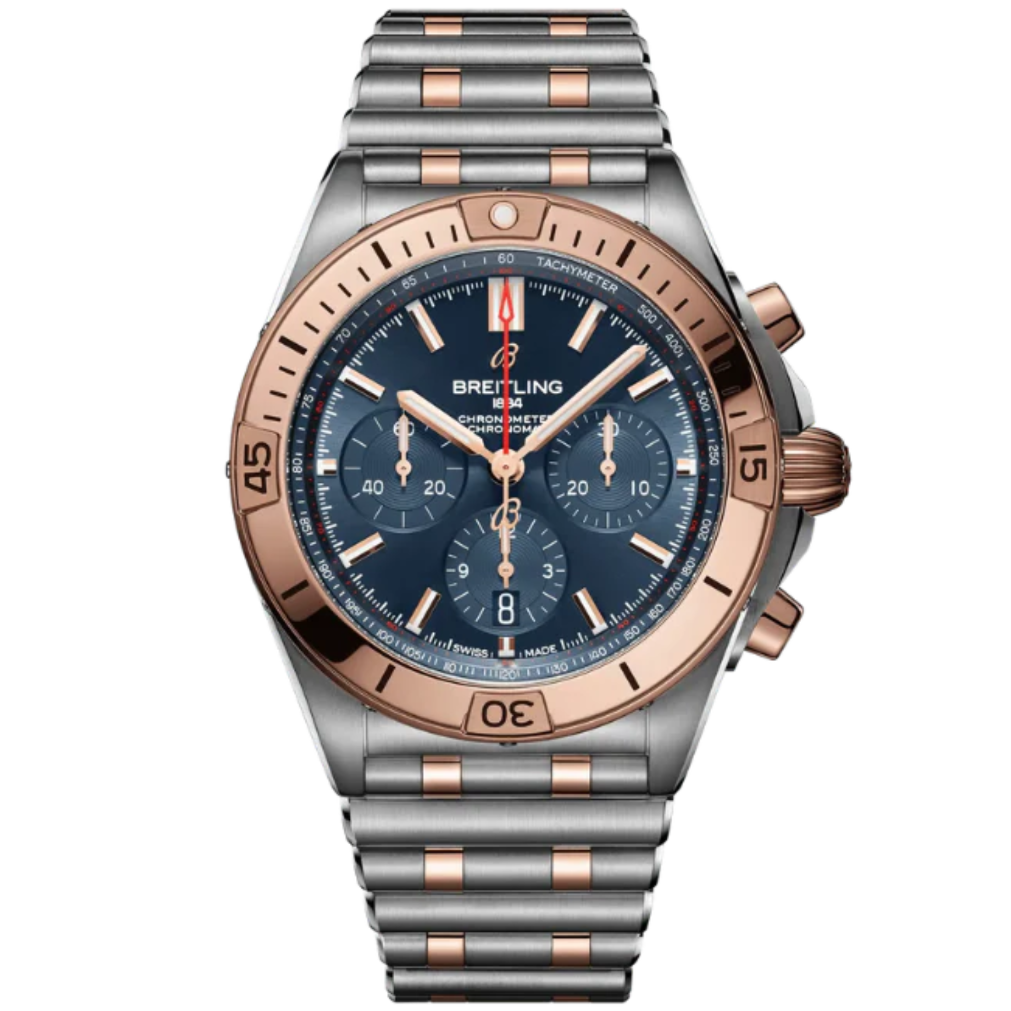 CHRONOMAT B01 42 MM STAINLESS STEEL & 18K ROSE GOLD WITH BLUE DIAL - Breitling