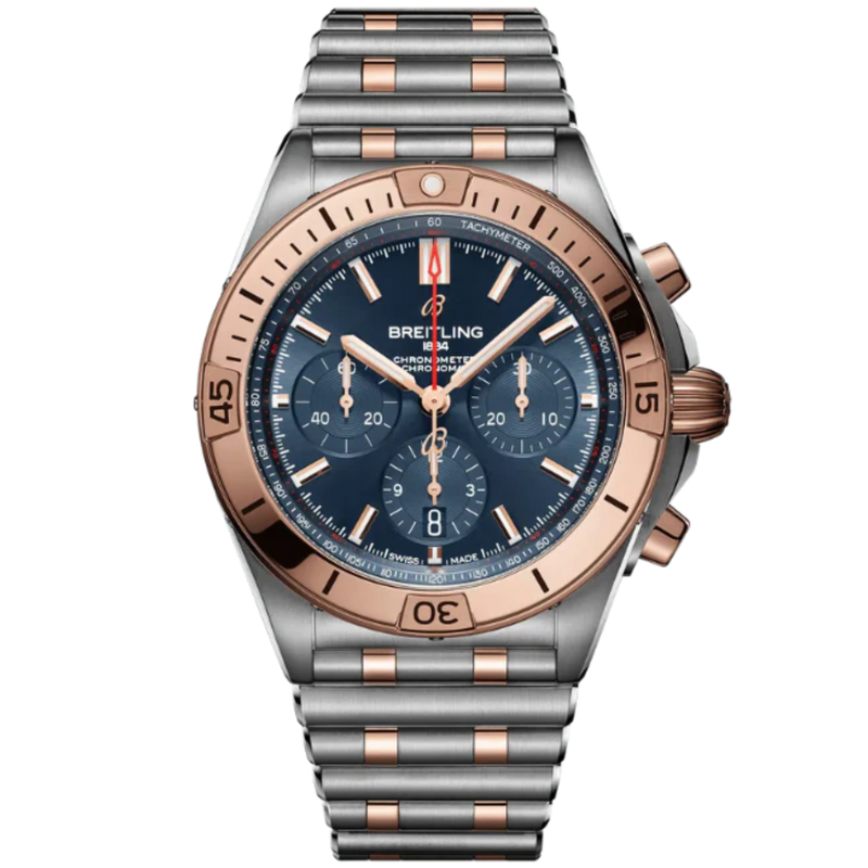 CHRONOMAT B01 42 MM STAINLESS STEEL & 18K ROSE GOLD WITH BLUE DIAL - Breitling