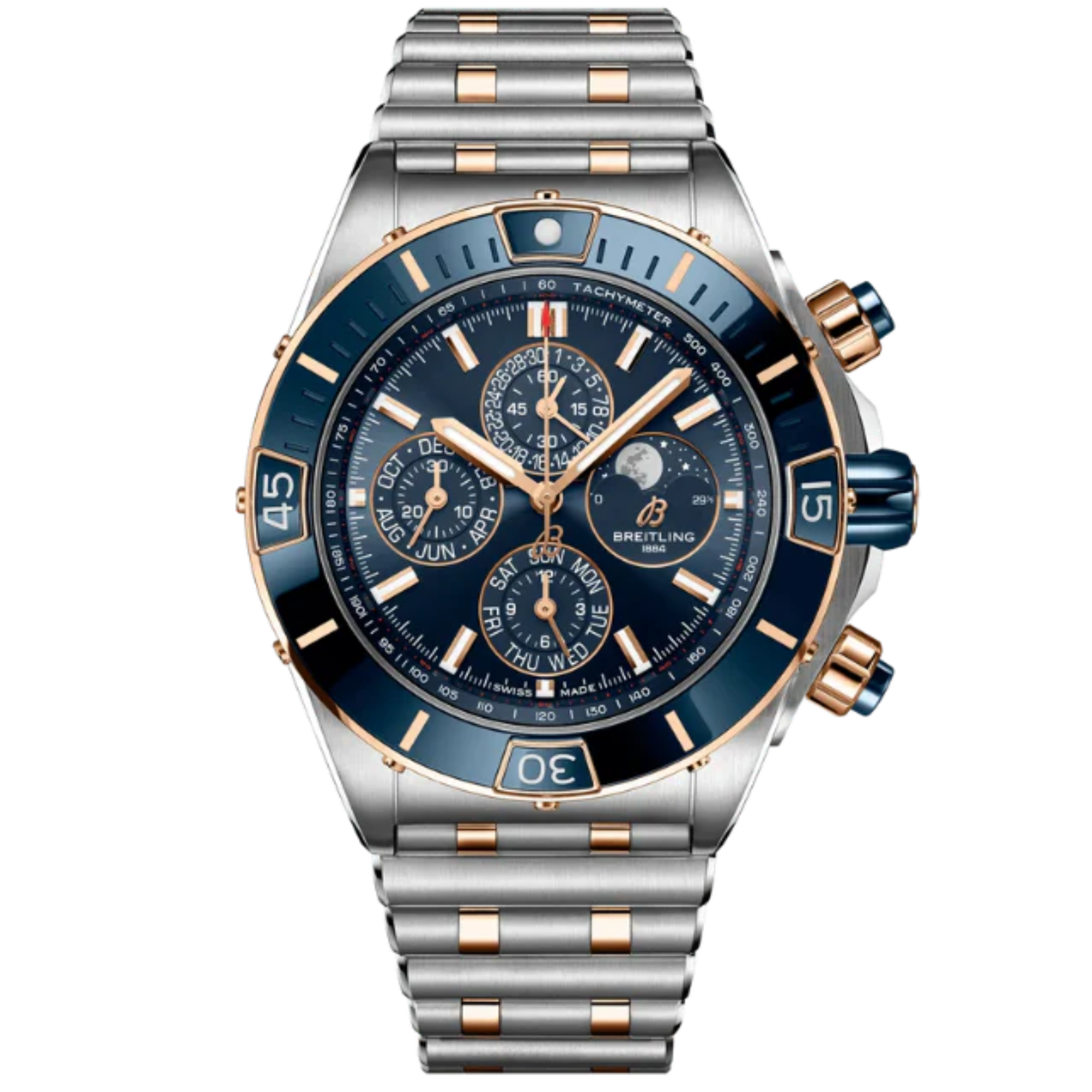 SUPER CHRONOMAT FOUR-YEAR CALENDAR 44 MM STAINLESS STEEL & 18K ROSE GOLD WITH BLUE DIAL - Breitling