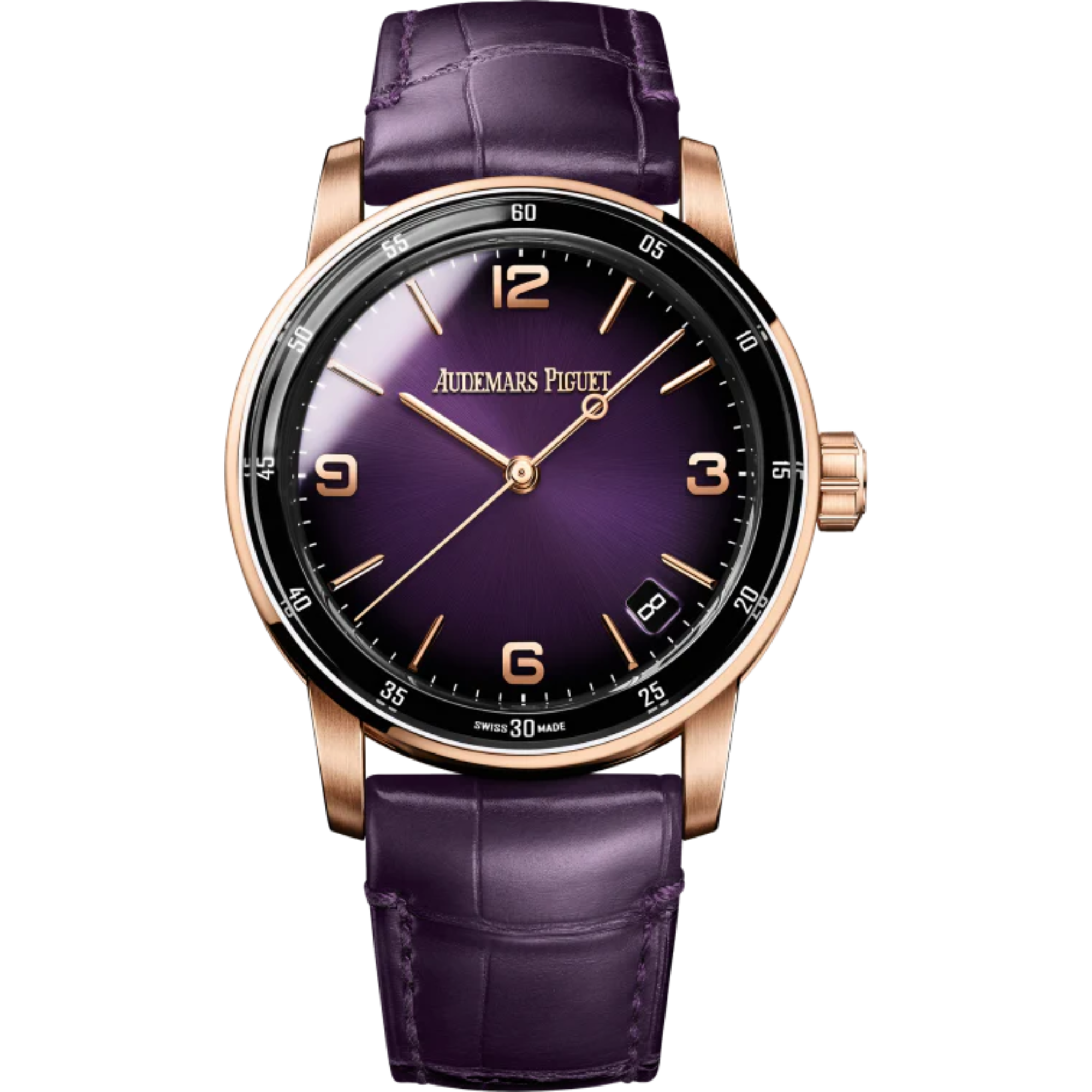 Code 11.59 by Audemars Piguet 41mm Purple Alligator Strap Smoked Lacquered Purple Dial With Sunray Pattern Base 18-Carat Pink Gold Case - Audemars Piguet