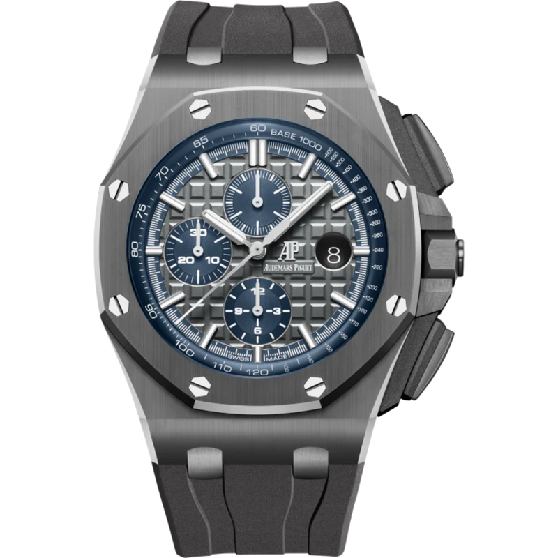 Royal Oak Offshore Selfwinding Chronograph 44MM Grey Rubber Strap Grey Dial With Méga Tapisserie Pattern Grey Ceramic Case and Bezel - Audemars Piguet