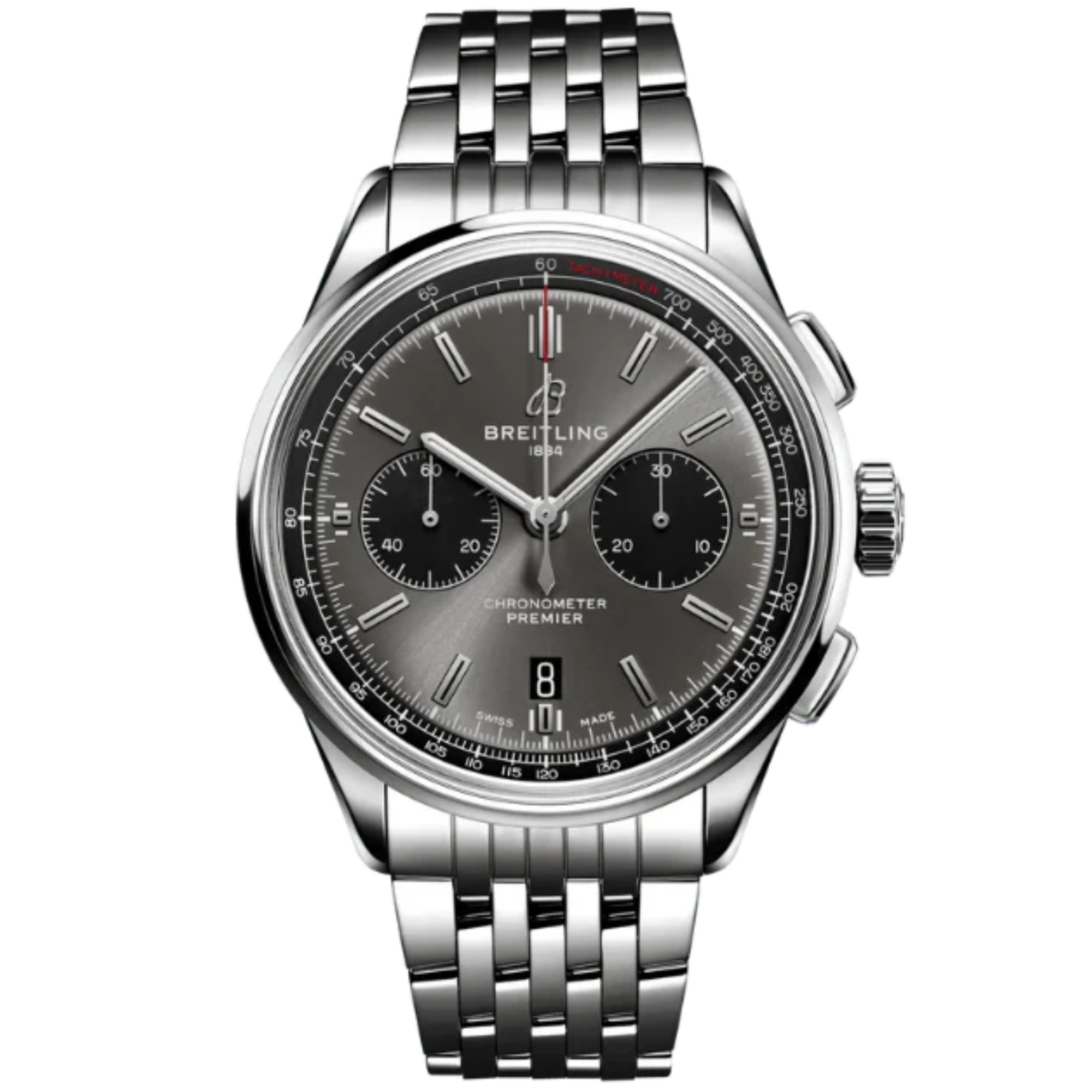 PREMIER B01 CHRONOGRAPH 42 MM STAINLESS STEEL WITH ANTHRACITE BLACK DIAL - Breitling