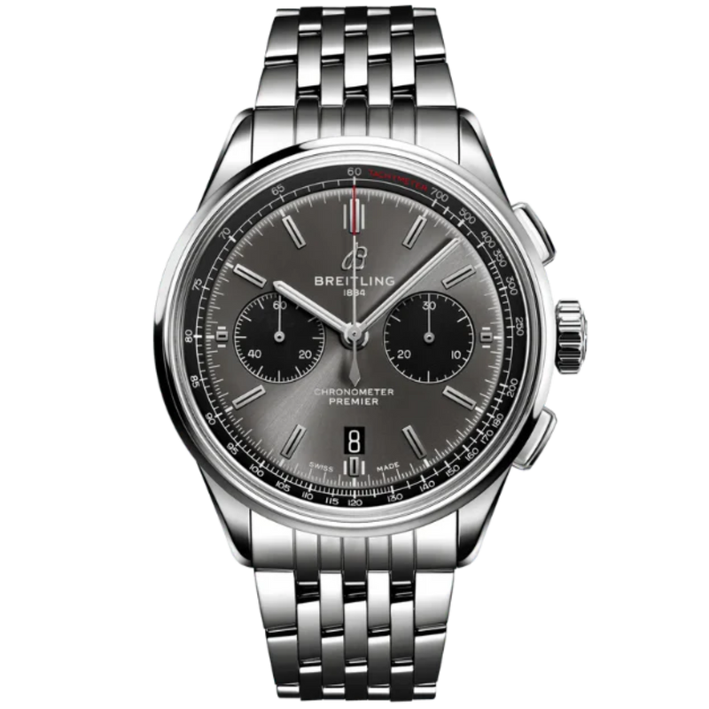 PREMIER B01 CHRONOGRAPH 42 MM STAINLESS STEEL WITH ANTHRACITE BLACK DIAL - Breitling