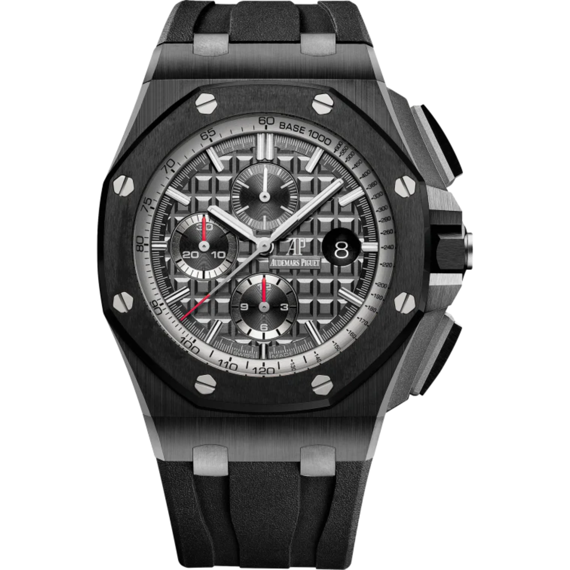 Royal Oak Offshore Chronograph 44MM Black Rubber Strap Anthracite Dial With Méga Tapisserie Pattern Black Ceramic Case and Bezel - Audemars Piguet