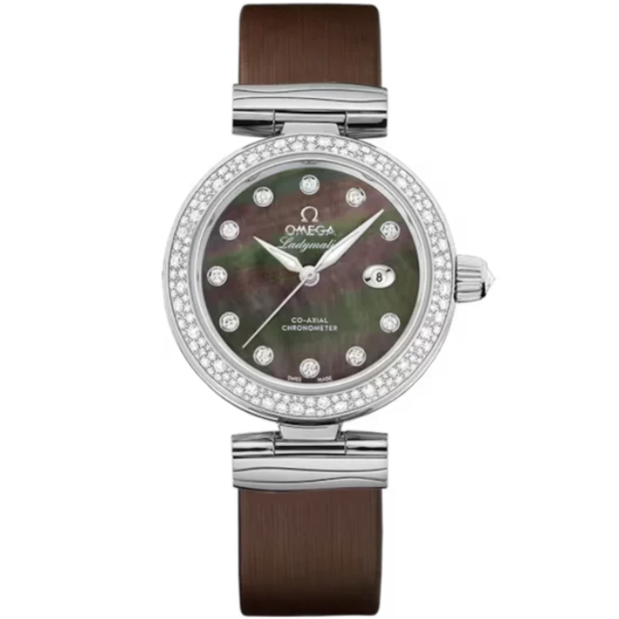 DE VILLE LADYMATIC 34 MM STAINLESS STEEL WITH BLACK MOTHER OF PEARL DIAL - Omega