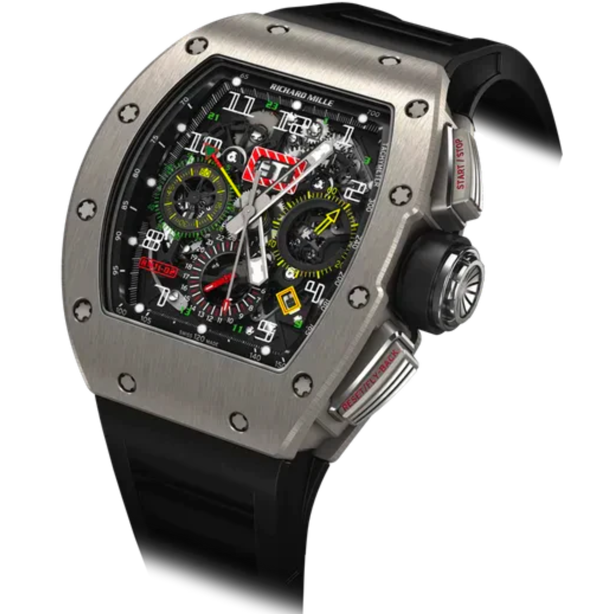 RM 011-02 Automatic Flyback Chronograph Dual Time Zone Black Rubber Strap Titanum Case - Richard Mille
