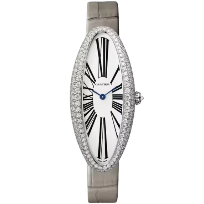 BAIGNOIRE ALLONGEE 47 MM RHODIUM 18K WHITE GOLD WITH SILVER DIAL - Cartier