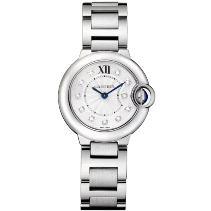 BALLON BLEU DE CARTIER 28 MM STAINLESS STEEL WITH SILVER LACQUERED SUNRAY EFFECT DIAL - Cartier