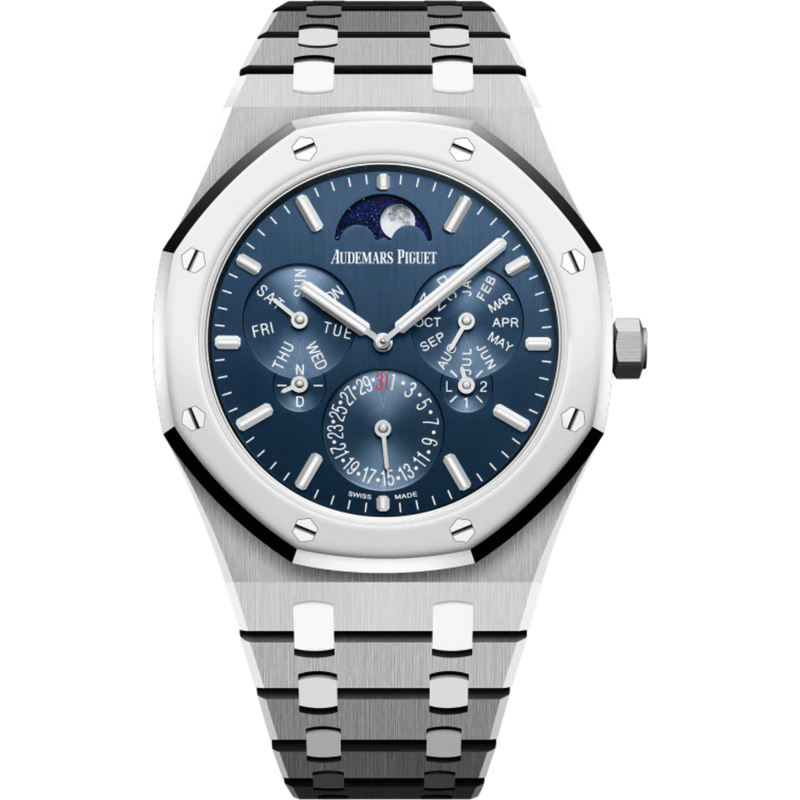 Royal Oak Selfwinding Perpetual Calendar Ultra-Thin 41MM Satin-Brushed Titanium Bracelet Blue Dial Satin-Brushed Titanium Case - Audemars Piguet