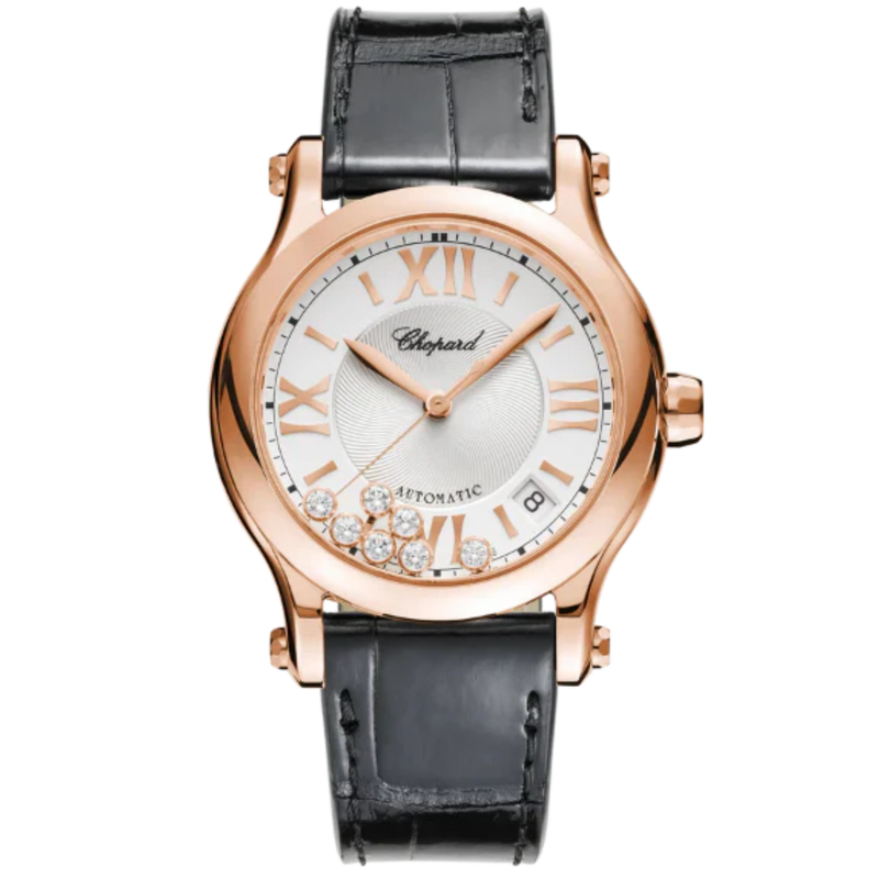 HAPPY SPORT 36 MM ETHICAL ROSE GOLD WITH SILVER DIAL - Chopard
