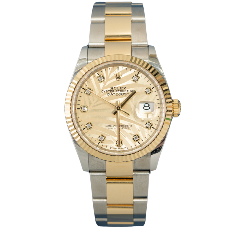 Rolex Datejust Ref. 126233 36mm Two Tone SS/YG on oyster Palm Motif - Rolex