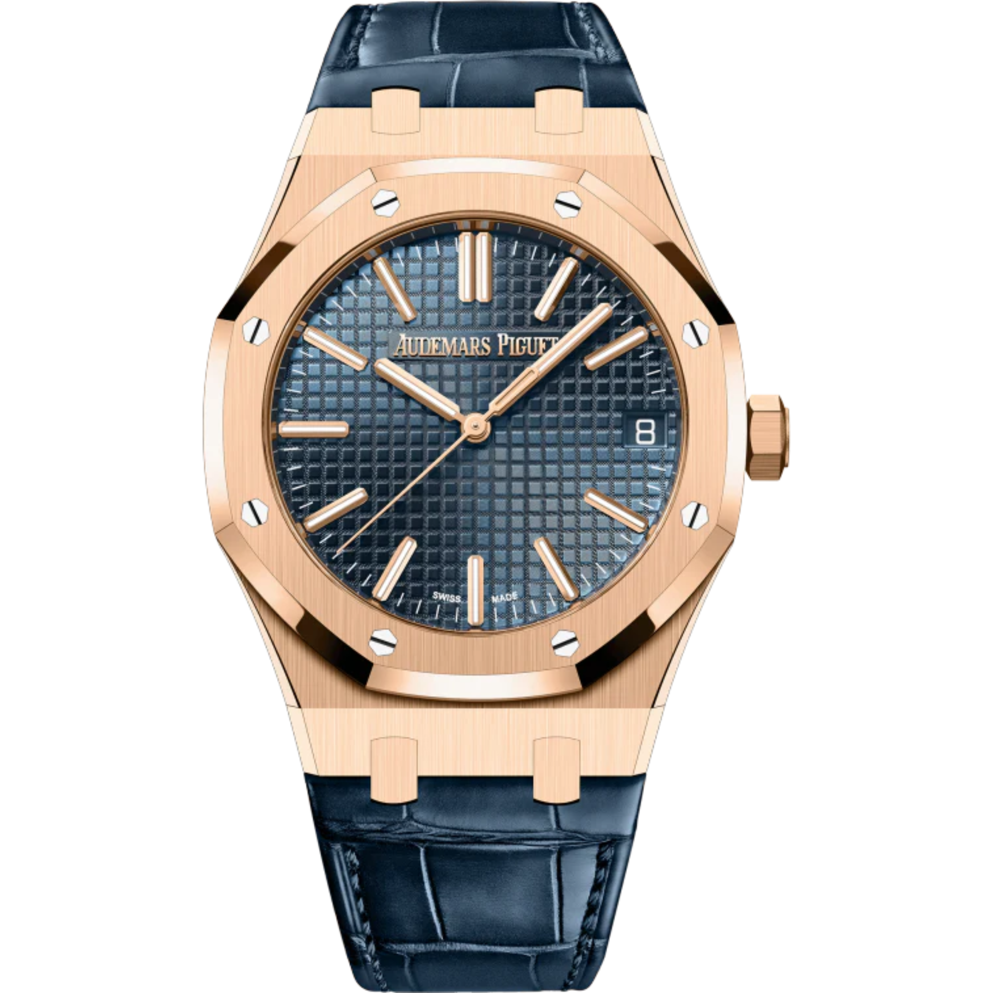 Audemars Piguet Royal Oak Ref. 15510OR.OO.D315CR.02 41MM Rose Gold Blue Dial on Leather - Audemars Piguet