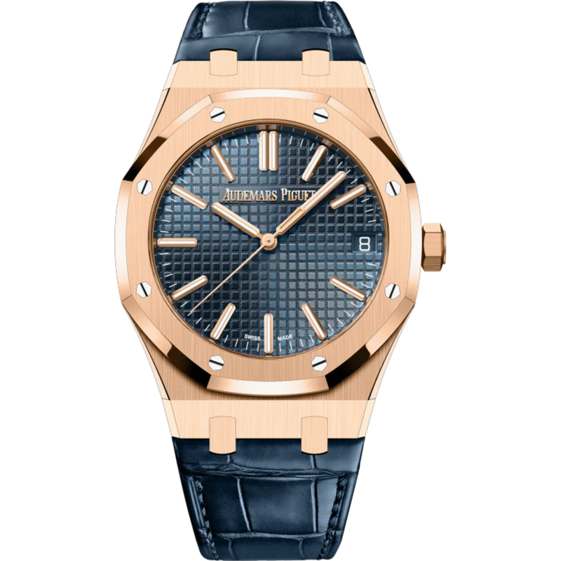 Audemars Piguet Royal Oak Ref. 15510OR.OO.D315CR.02 41MM Rose Gold Blue Dial on Leather - Audemars Piguet