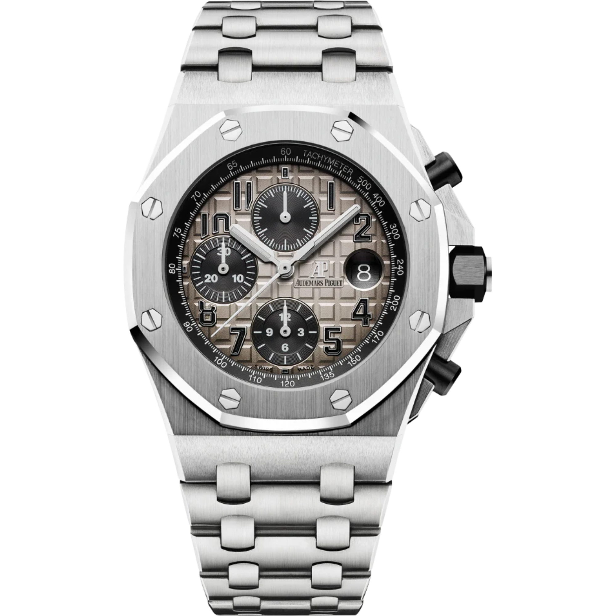 Royal Oak Offshore Chronograph 42MM 950 Platinum Bracelet Smoked Slate Grey Dial With Méga Tapisserie Pattern 950 Platinum Case - Audemars Piguet