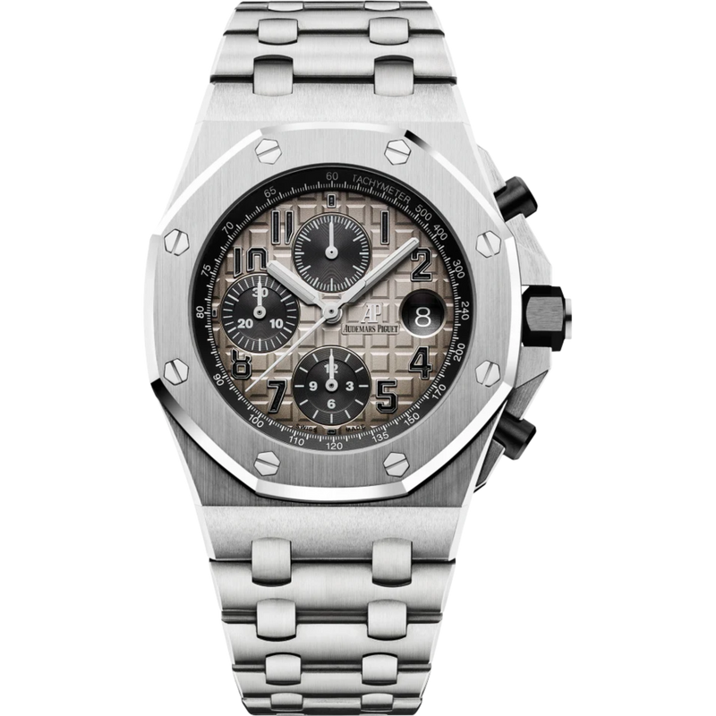 Royal Oak Offshore Chronograph 42MM 950 Platinum Bracelet Smoked Slate Grey Dial With Méga Tapisserie Pattern 950 Platinum Case - Audemars Piguet