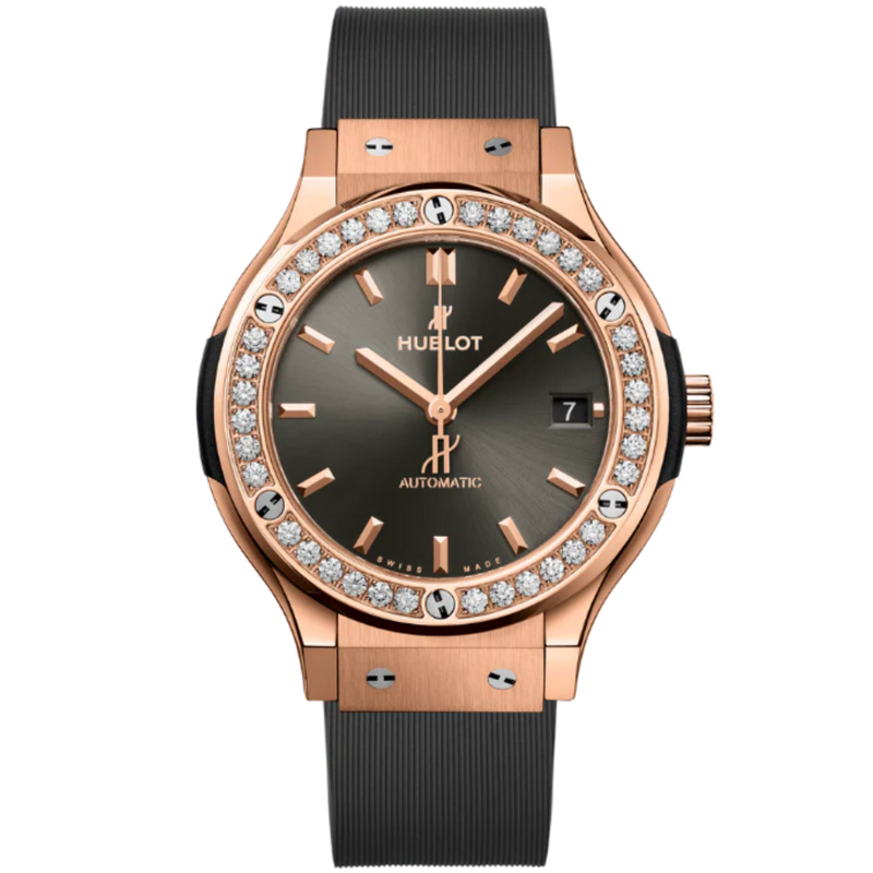 CLASSIC FUSION 3-HANDS 38MM RACING GREY KING GOLD DIAMONDS - Hublot