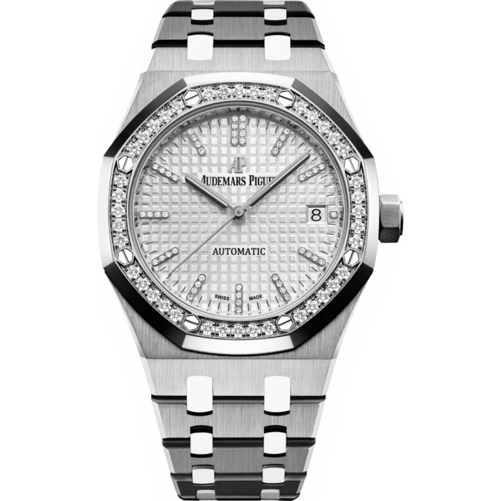Royal Oak Selfwinding Qeii Cup 2017 37MM Titanium Bracelet Rhodium-Toned Dial With Grande Tapisserie Pattern Titanium Case Diamond-Set Polished 950 Platinum Bezel - Audemars Piguet