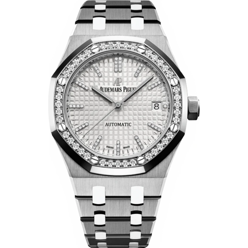 Royal Oak Selfwinding Qeii Cup 2017 37MM Titanium Bracelet Rhodium-Toned Dial With Grande Tapisserie Pattern Titanium Case Diamond-Set Polished 950 Platinum Bezel - Audemars Piguet