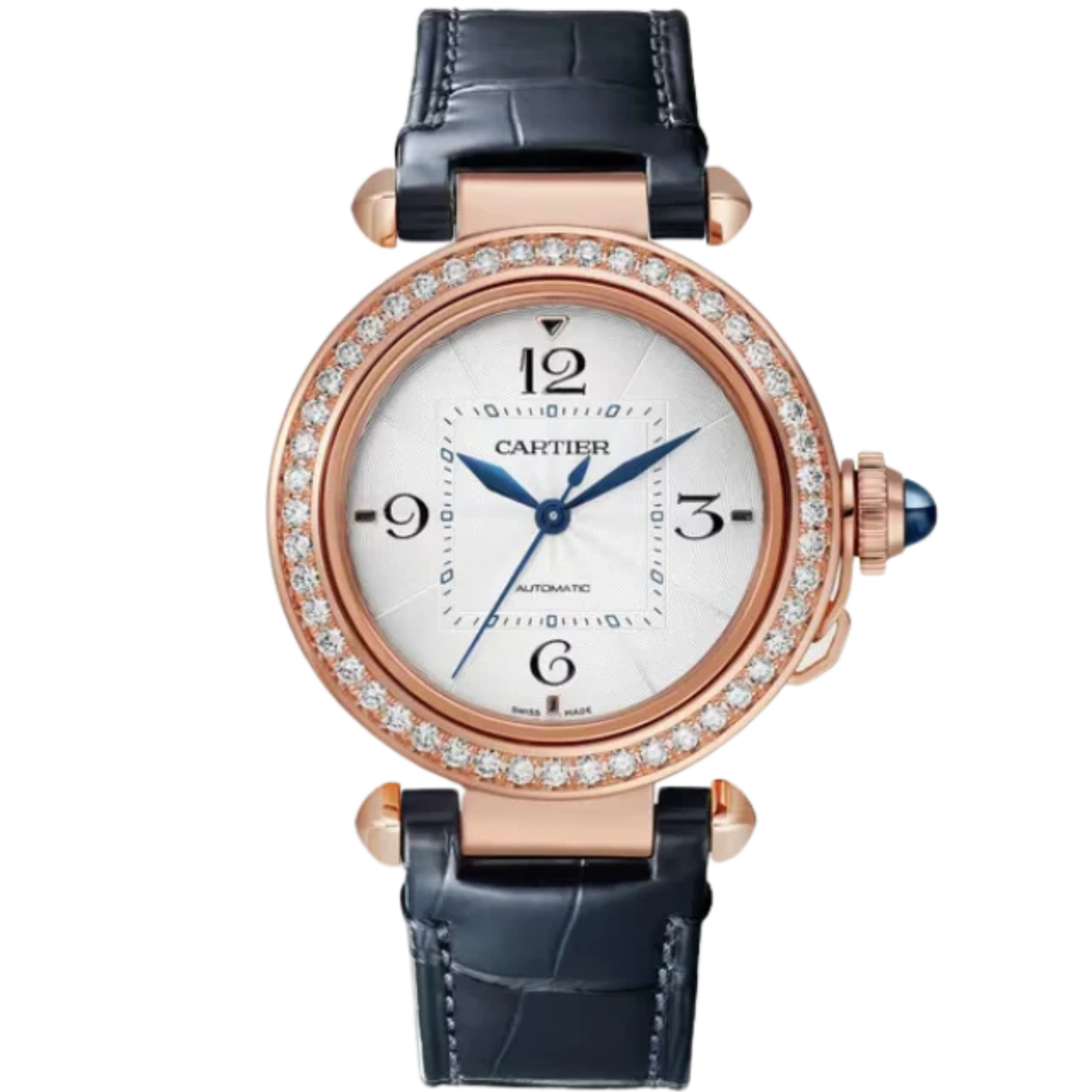 PASHA DE CARTIER 35 MM 18K ROSE GOLD WITH SILVER FLINQUE DIAL - Cartier