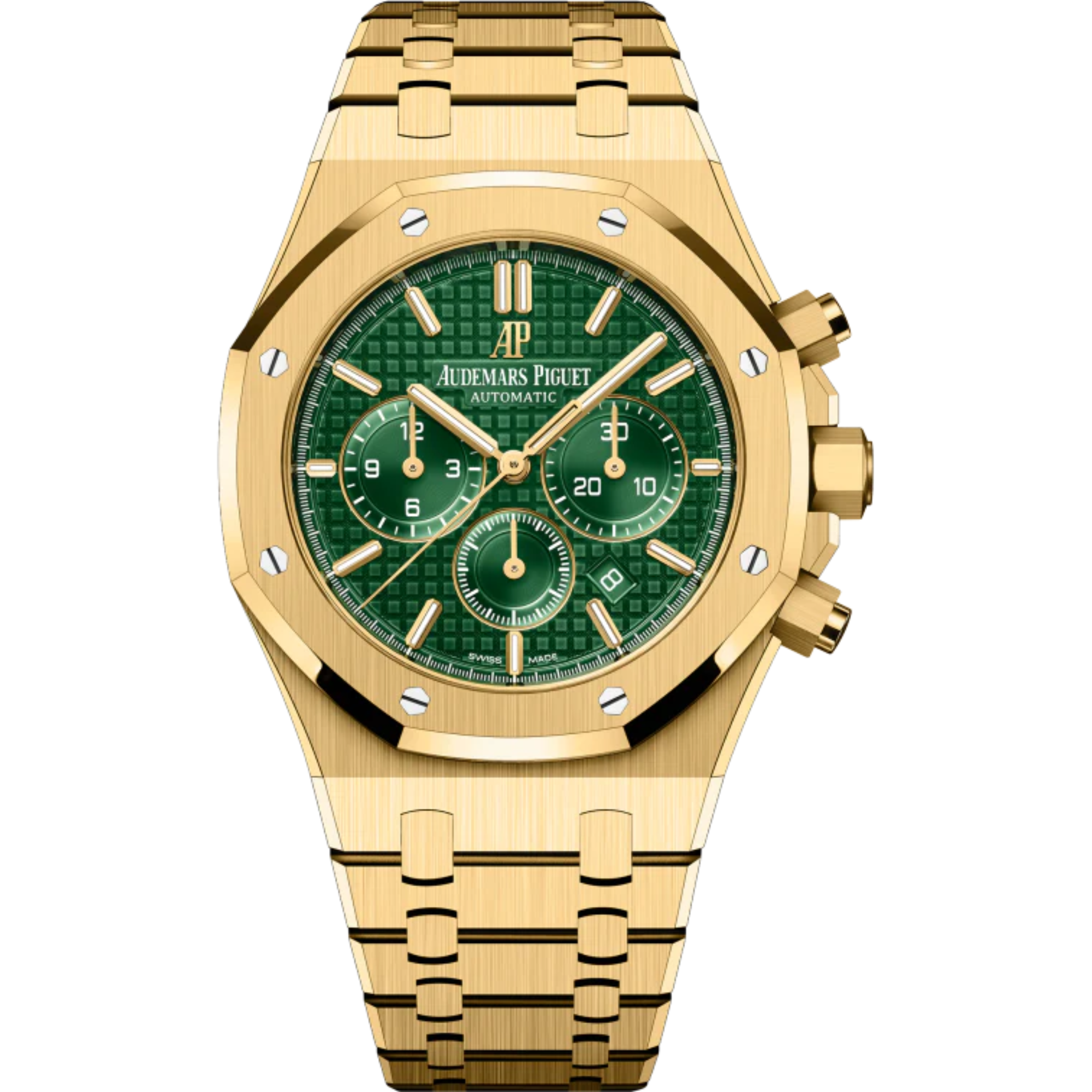 Royal Oak Selfwinding Chronograph 41MM Yellow Gold Bracelet Green Dial With Grande Tapisserie Pattern Yellow Gold Case - Audemars Piguet