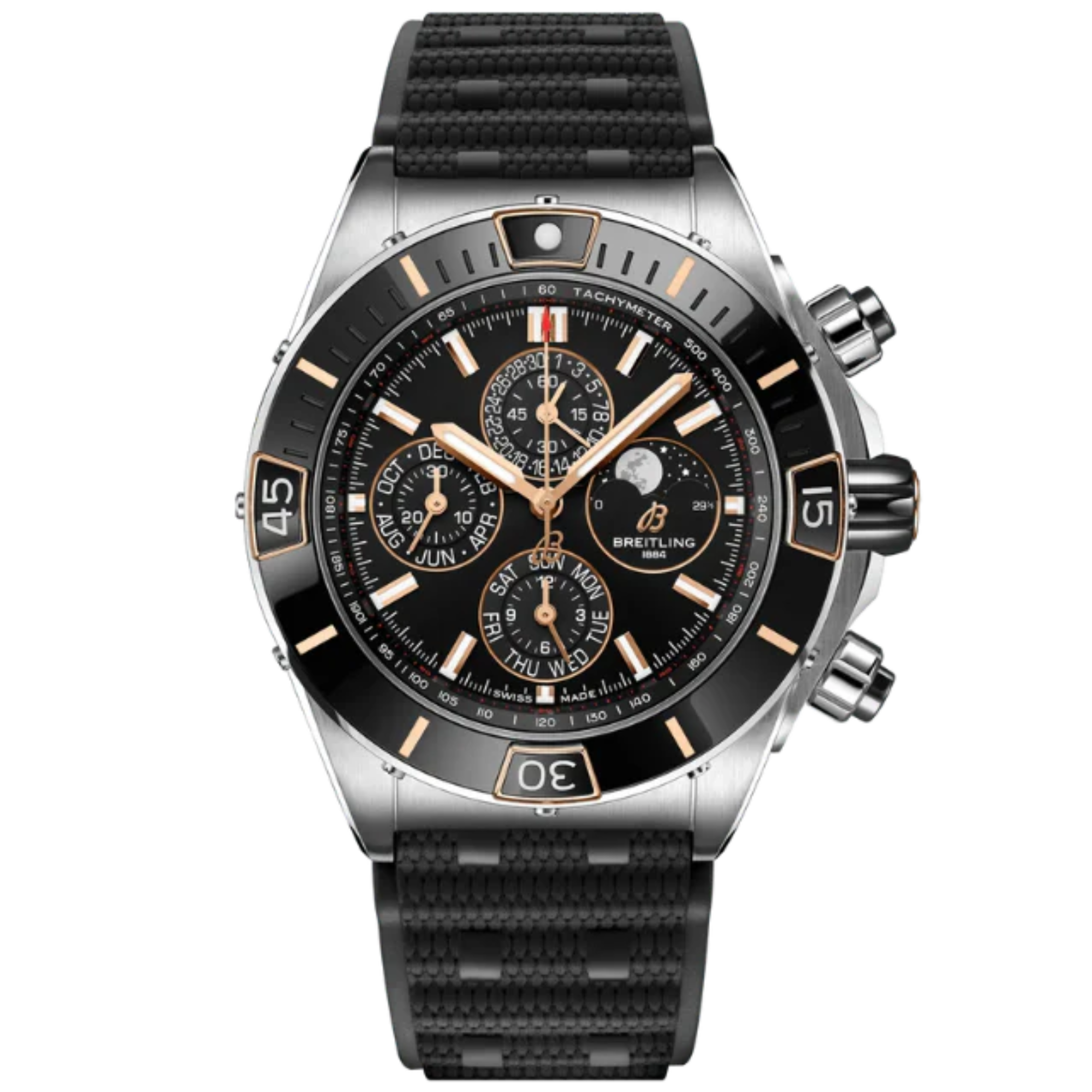 SUPER CHRONOMAT FOUR-YEAR CALENDAR 44 MM STAINLESS STEEL & 18K ROSE GOLD WITH BLACK DIAL - Breitling