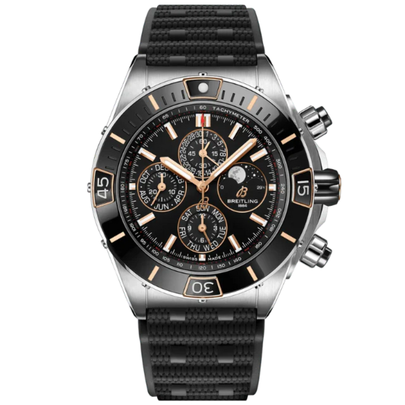 SUPER CHRONOMAT FOUR-YEAR CALENDAR 44 MM STAINLESS STEEL & 18K ROSE GOLD WITH BLACK DIAL - Breitling