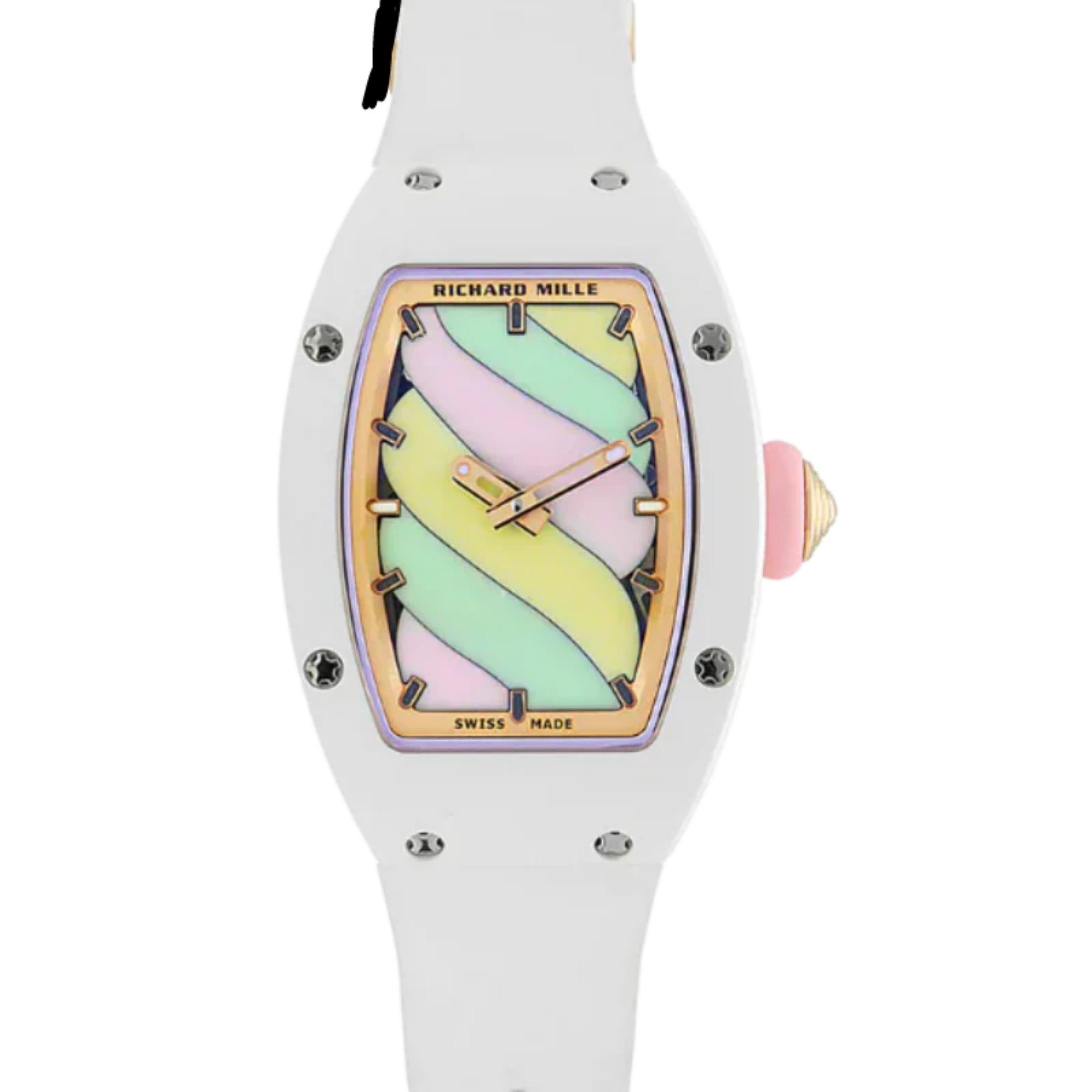 RM 07-03 Marshmallow Rubber Strap Rose Gold Dial Lavender Pink TZP and White ATZ Ceramic Case - Richard Mille
