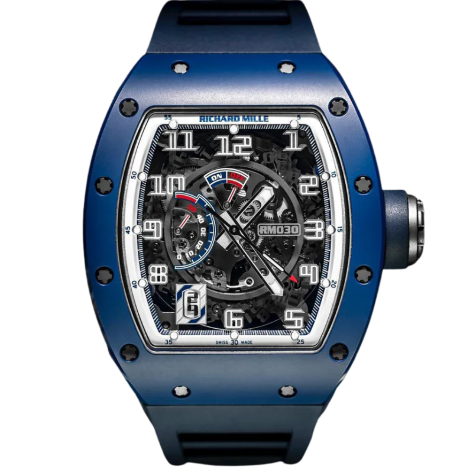 RM 030 Blue Ceremic EMEA Limited Edition Automatic Rubber Strap Ceramic Case - Richard Mille