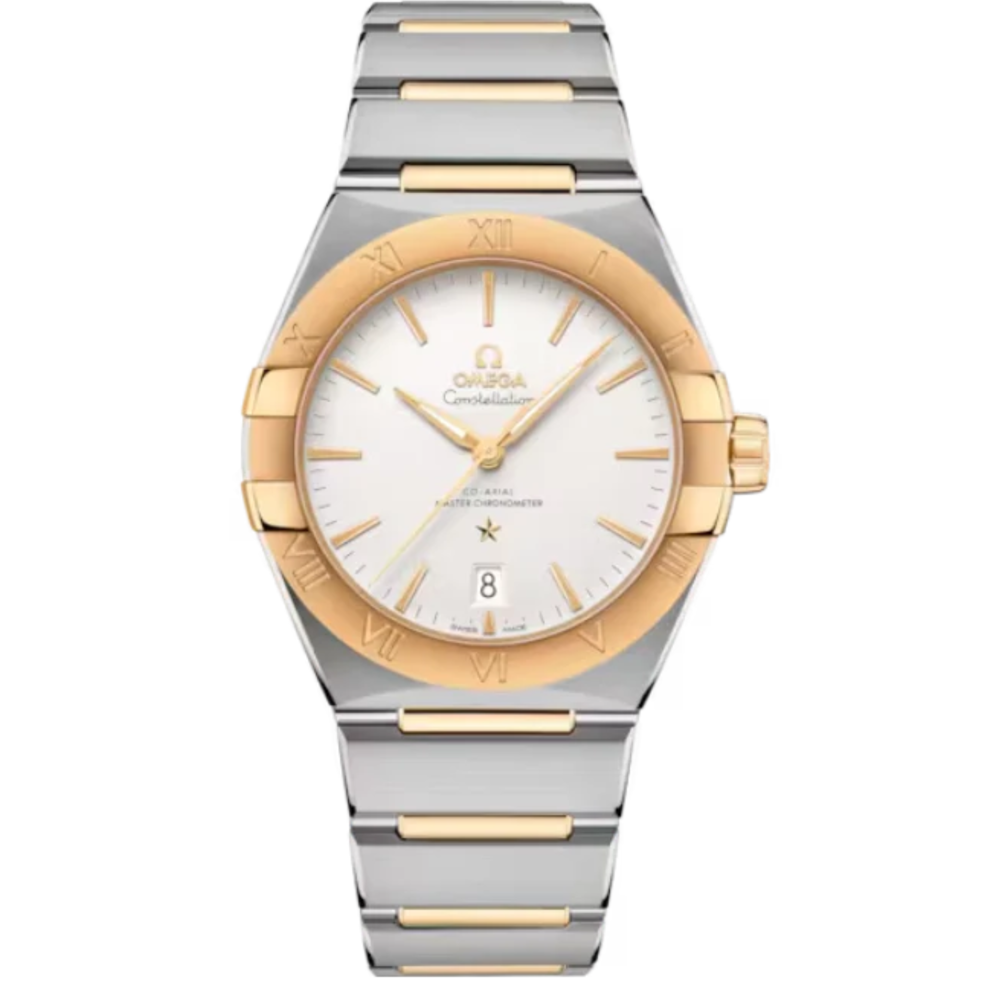 CONSTELLATION 39 MM STAINLESS STEEL - YELLOW GOLD WITH SILVER DIAL - Omega