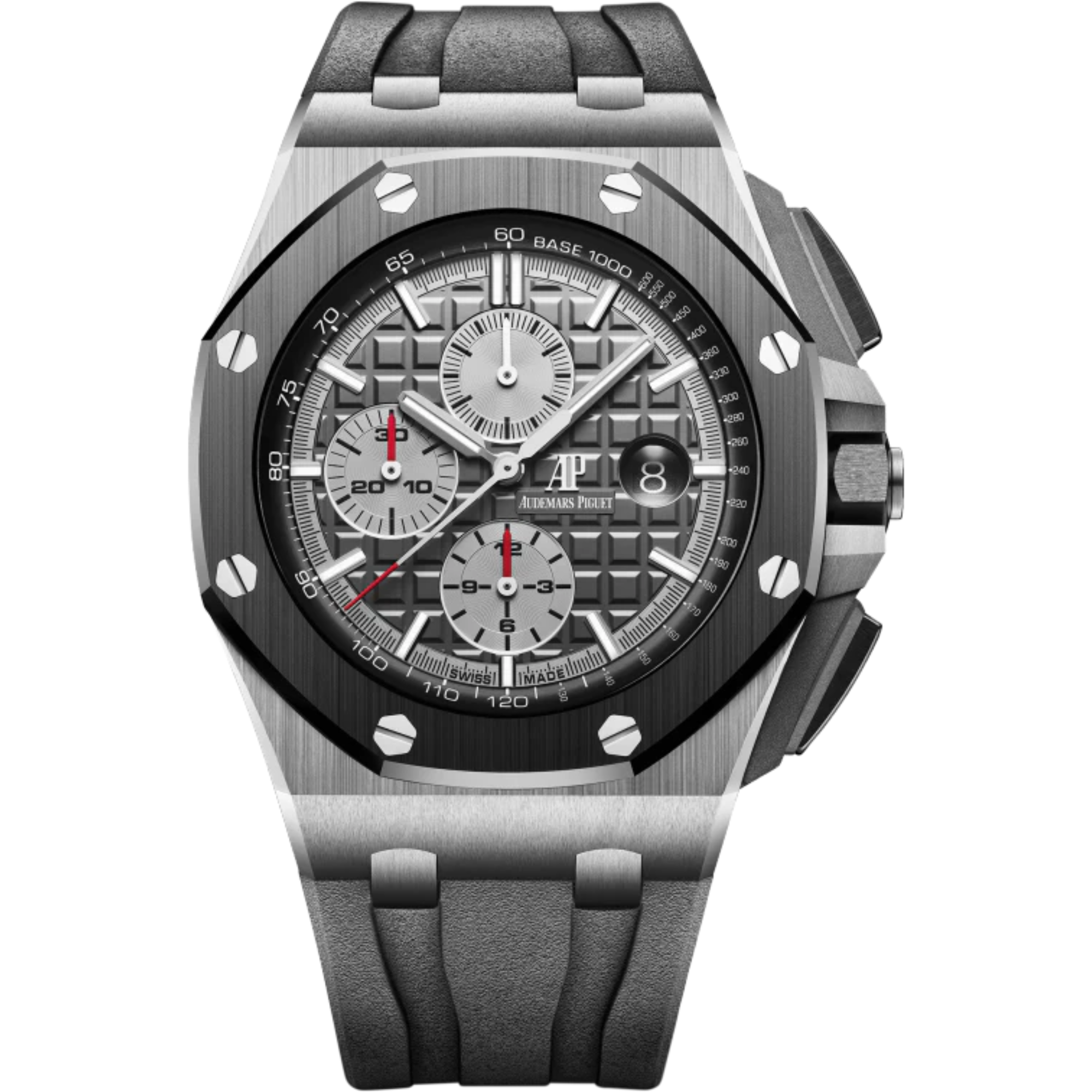 Royal Oak Offshore Chronograph 44MM Black Rubber Strap Slate-Grey Dial With Méga Tapisserie Pattern Titanium Case - Audemars Piguet
