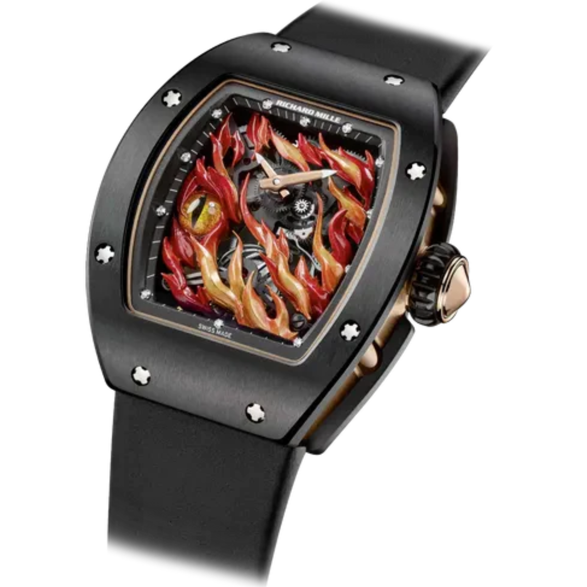 RM 26-02 Tourbillon Evil Eyeblack Leather Strap 3N Red Gold the Flames and Eye Dial  Black TZP Ceramic Case - Richard Mille