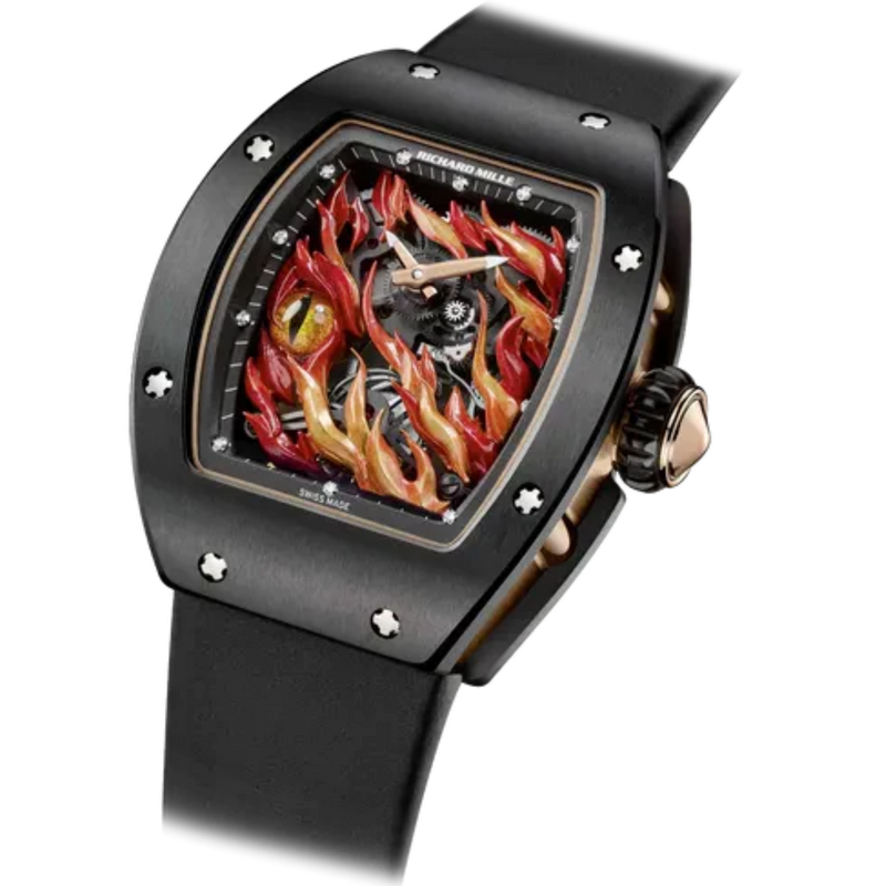 RM 26-02 Tourbillon Evil Eyeblack Leather Strap 3N Red Gold the Flames and Eye Dial  Black TZP Ceramic Case - Richard Mille