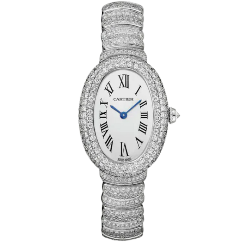 BAIGNOIRE DE CARTIER 31 MM RHODIUM FINISH WHITE GOLD WITH SILVER DIAL - Cartier