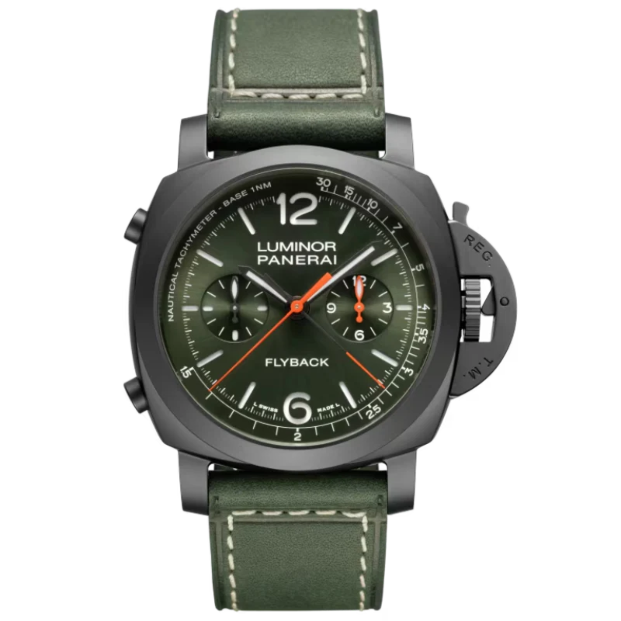LUMINOR CHRONO FLYBACK PAM01498 44 MM CERAMIC WITH GREEN DIAL - Panerai