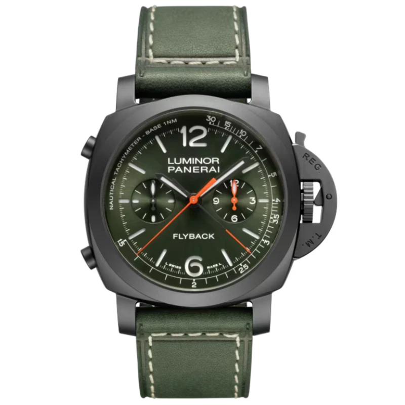 LUMINOR CHRONO FLYBACK PAM01498 44 MM CERAMIC WITH GREEN DIAL - Panerai